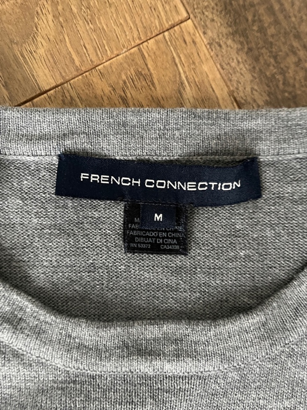 French Connection Women's Gray Black White Colorblock Crewneck Sweater - Size M - Picture 3 of 8